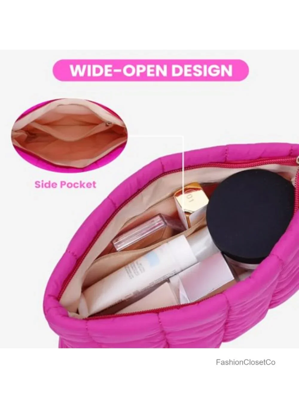 Puffy Quilted Makeup Bag Cosmetic Travel Toiletry Organizer Pouch